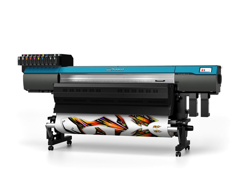 Roland AG-640 latex print and cut machine, left three-quarter view