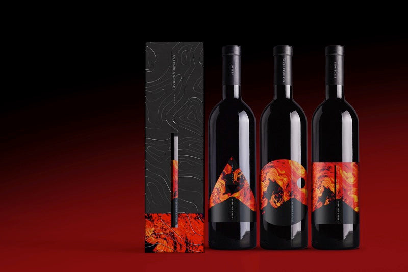 Wine label and box printed with red and orange inks on a CO-300i-F2