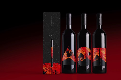 Red Orange Inks on Wine Label