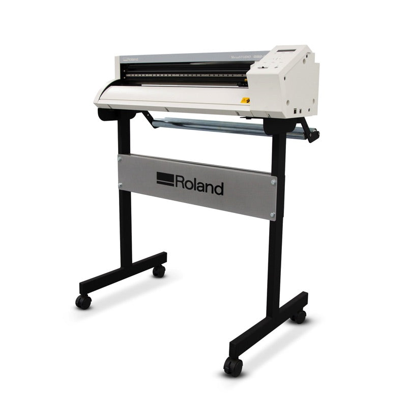 Roland GS2-24 vinyl cutter on the included GXS-24 stand, left view