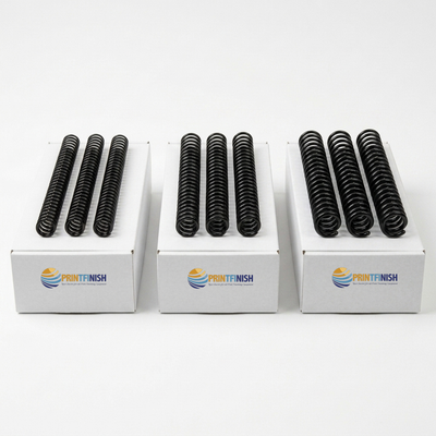 Black plastic binding coil kit — 6mm, 8mm and 10mm, 300 coils | PrintFinish