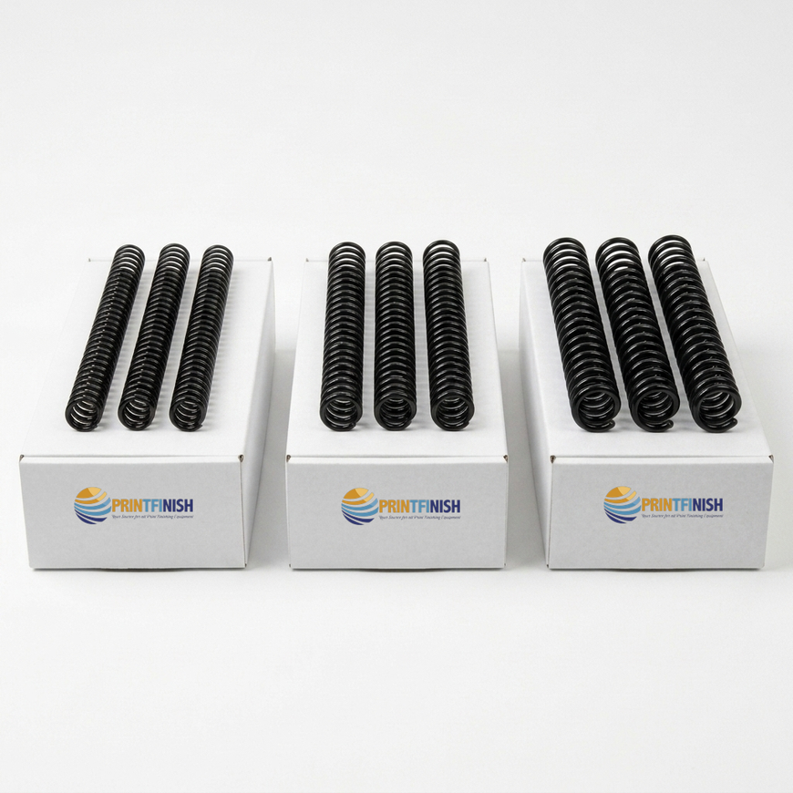 Black plastic binding coil kit — 6mm, 8mm and 10mm, 300 coils | PrintFinish