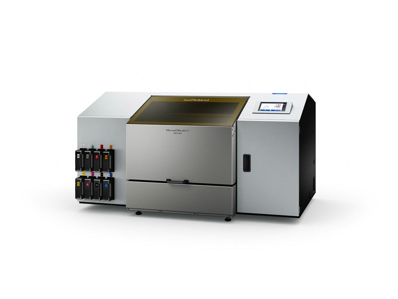 Roland MO-180 UV flatbed printer, left three-quarter view