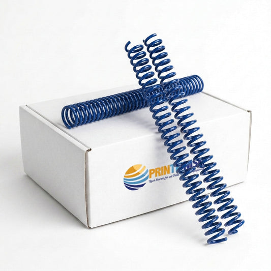 Royal blue plastic binding coils, 4:1 pitch, 12-inch — box of 100 | PrintFinish
