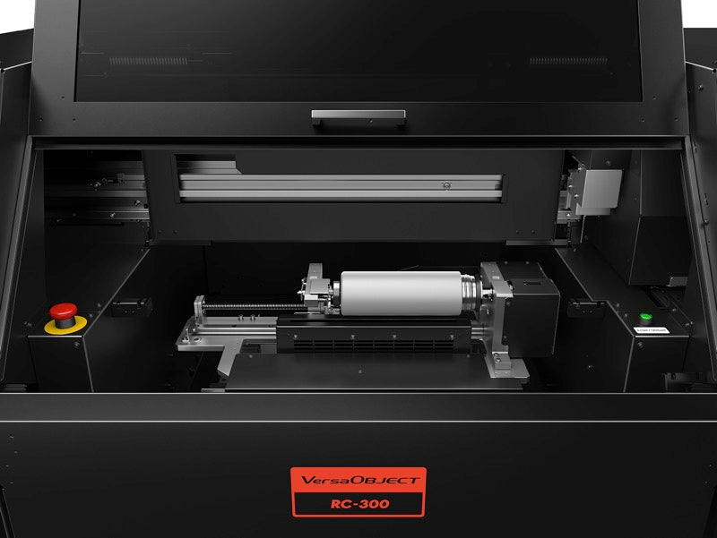 RC-300 print chamber with an object mounted for helical printing
