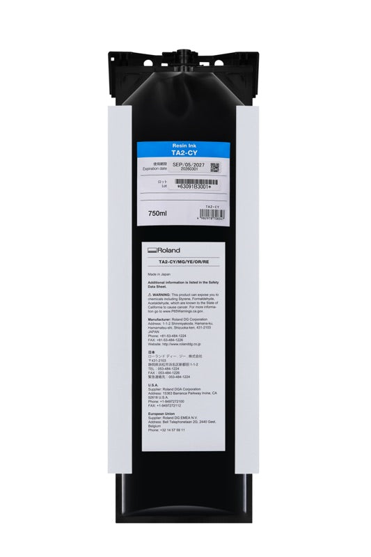 Roland TA2 latex ink, cyan 750 ml pouch