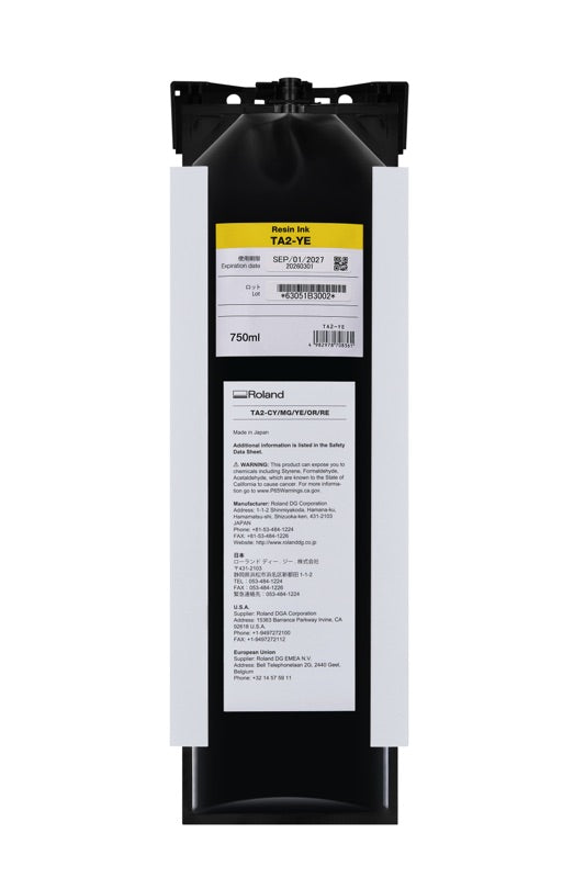 Roland TA2 latex ink, yellow 750 ml pouch
