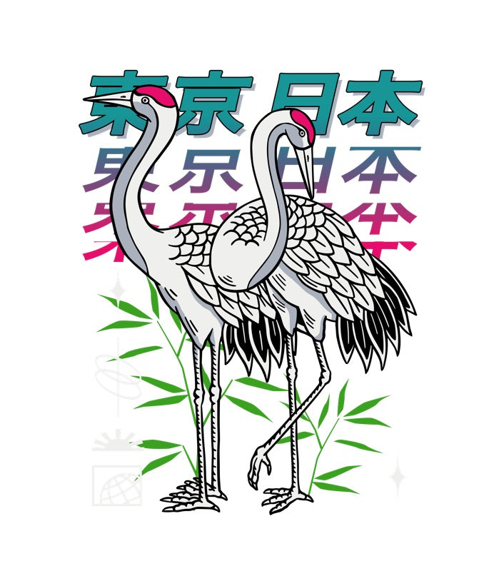 Detailed heron artwork printed as a DTF transfer on the TY-300i