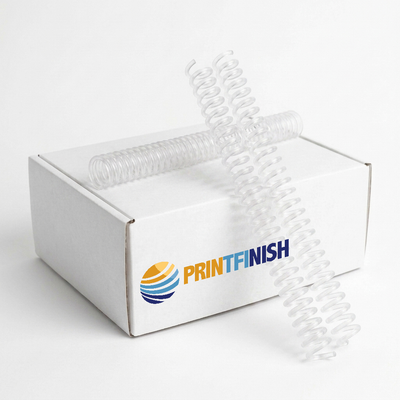 Clear plastic binding coils, 4:1 pitch, 12-inch — box of 100 | PrintFinish