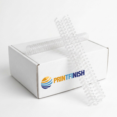 Clear plastic binding coils, 4:1 pitch, 12-inch — box of 100 | PrintFinish