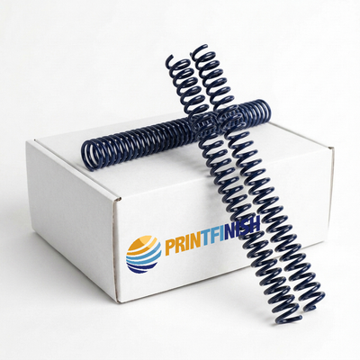 Navy blue plastic binding coils, 4:1 pitch, 12-inch — box of 100 | PrintFinish