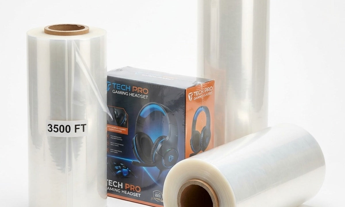 Roll of clear polyolefin shrink wrap film
