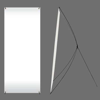 X Banner Display Stand 24 x 63in (60 cm x 160 cm)-Black Non-Adjustable